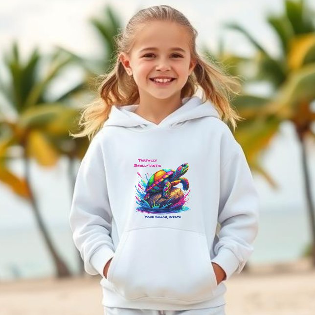 Tortue colorée - (Colorful Turtle Splash-Fisherman Core-Dopamine Dressing-Kids Hoodie)