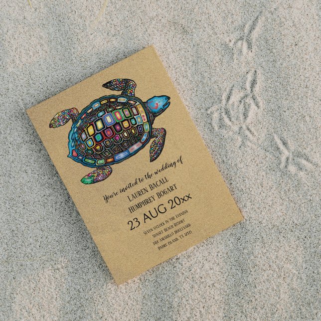 Tortue colorée Sandy Beach Mariage Invitation (Créateur téléchargé)