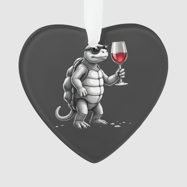 tortue cool buvant du vin rouge impression d'art_1 (devant)