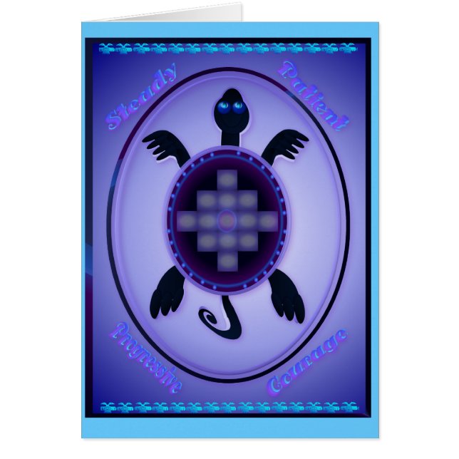 Tortue courageuse - carte en lettres (Devant)