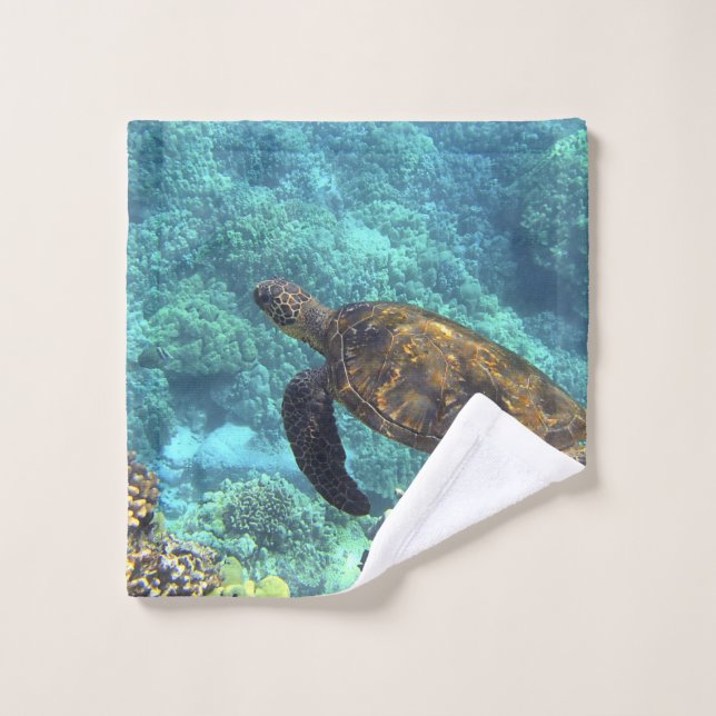tortue dans la mer (Gant de toilette)