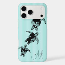 Tortue de mer Aqua Stripe avec Monogramme