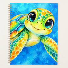 Tortue de mer aquarelle colorée