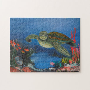 Tortue De Mer Au Puzzle Paradisiaque