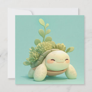 Tortue de mer avec carte postale de jardin de plan
