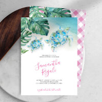 Tortue de mer Bébé Douche Invitations Filles