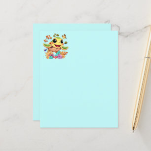 Tortue de mer Bébé heureux et mignonne personnage