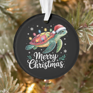 Tortue de mer chapeau de Père Noël guirlande lumin