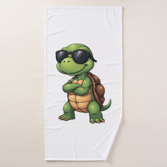 Tortue de mer Dabbing amoureux des animaux Sauvez  (Serviette de bain)