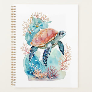 Tortue de mer dans le récif corallien