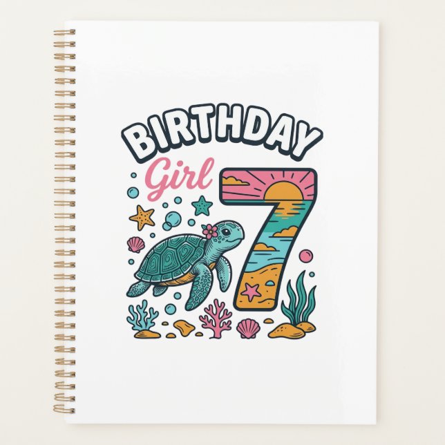 Tortue de mer fille d'anniversaire 7e anniversaire (Devant)