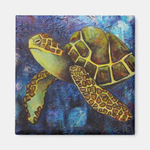 Tortue de mer, magnet d'art de texture