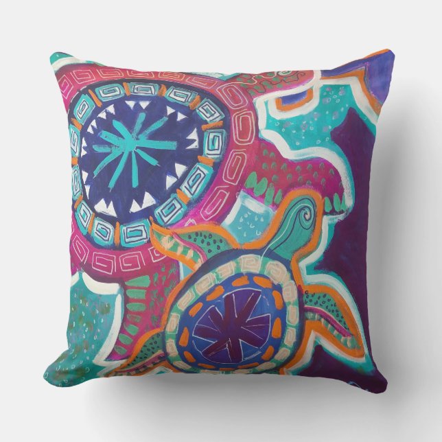 tortue de mer maori et coussin batik (Recto)