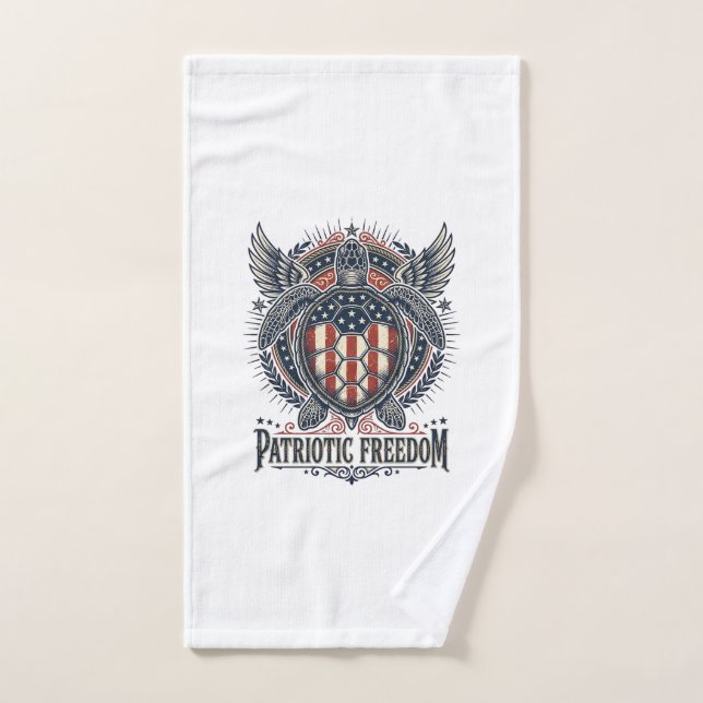 Tortue de mer patriotique (Serviette à main)