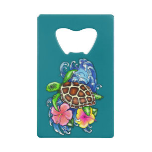 Tortue de mer tropicale et Hibiscus