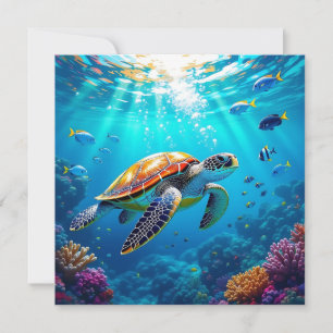 Tortue de mer Vibrant coloré scène sous-marine