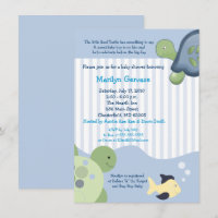 Tortue de récif (4x6) Invitation Baby shower garço