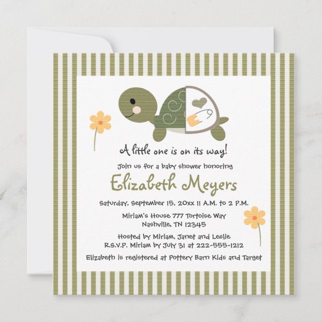 Tortue des plongeurs Invitations de douches pour b (Devant)