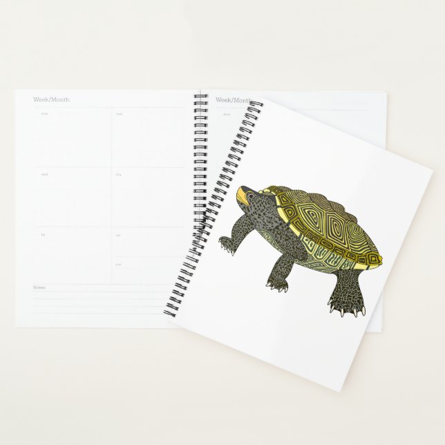 Tortue diamantée (blanche) - Planificateur (Devant avec enveloppe)