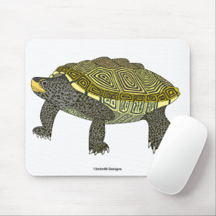 Tortue diamantée (blanche) - Tapis de souris