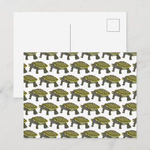 Tortue diamantée (motif blanc) - Carte postale