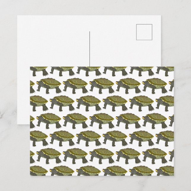 Tortue diamantée (motif blanc) - Carte postale (Devant / Derrière)