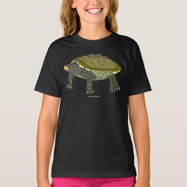 Tortue diamantée (noire) - T-Shirt basique pour fi (Devant)