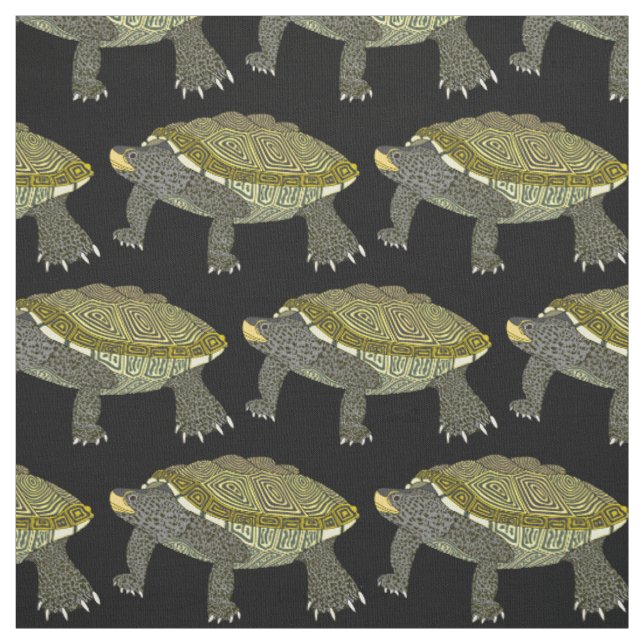Tortue diamantée (noire) - Tissu en coton Pima (Échantillon)