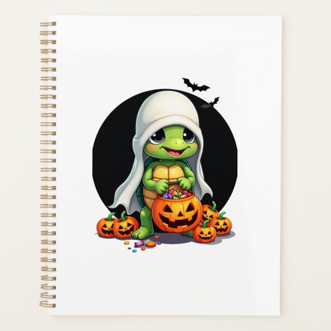 Tortue fantôme mignonne d'Halloween avec des bonbo (Devant)