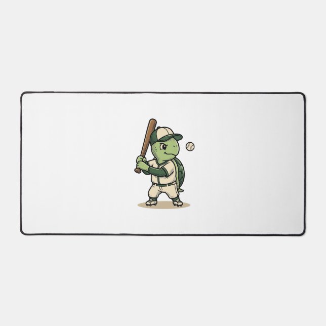 Tortue Mignonne Batteur de Baseball Art Vectoriel  (Recto)