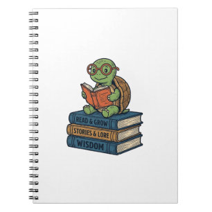 Tortue mignonne lisant sur des livres Vecteur vint