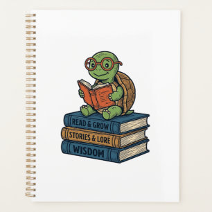 Tortue mignonne lisant sur des livres Vintage Vect