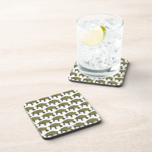 Tortue (motif blanc) - Dessous de verre en plastiq
