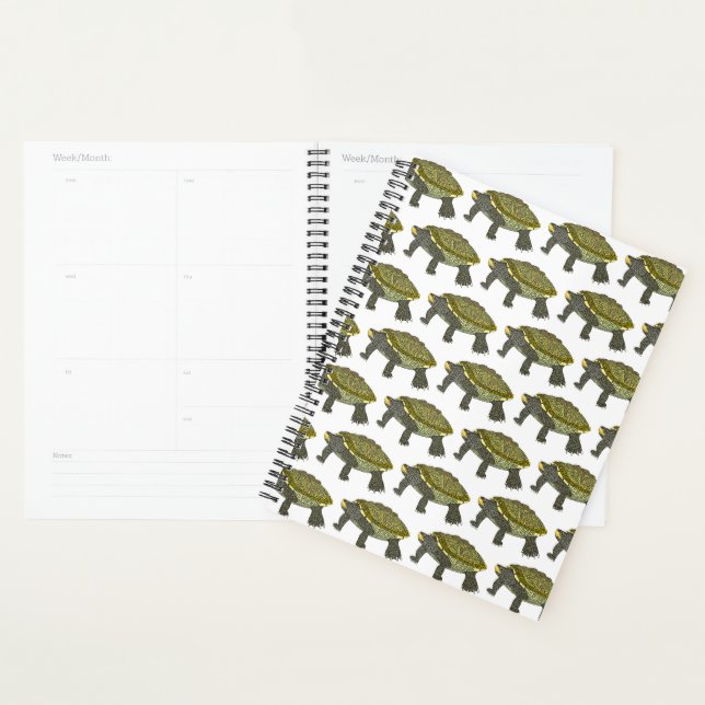 Tortue (motif blanc) - Planificateur (Devant avec enveloppe)