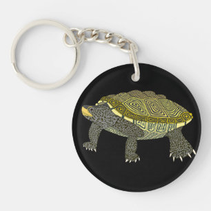 Tortue (noire) - Porte-clés en acrylique Circle