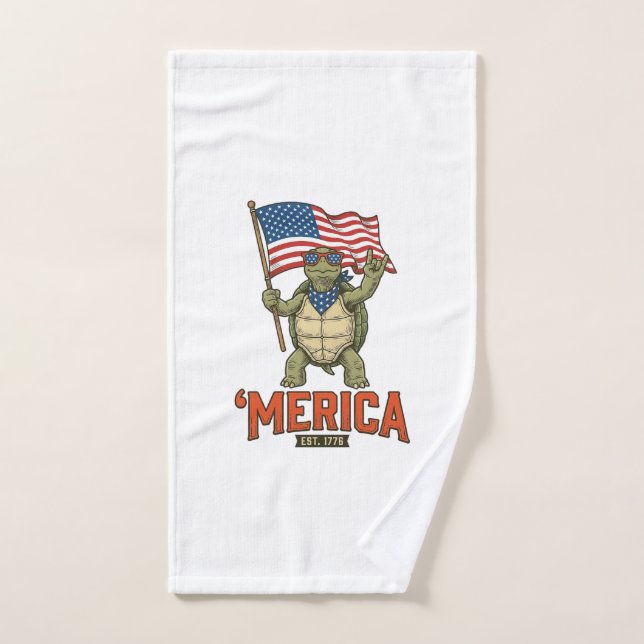 Tortue Patriotique ‘Merica Vintage Vector (Serviette à main)