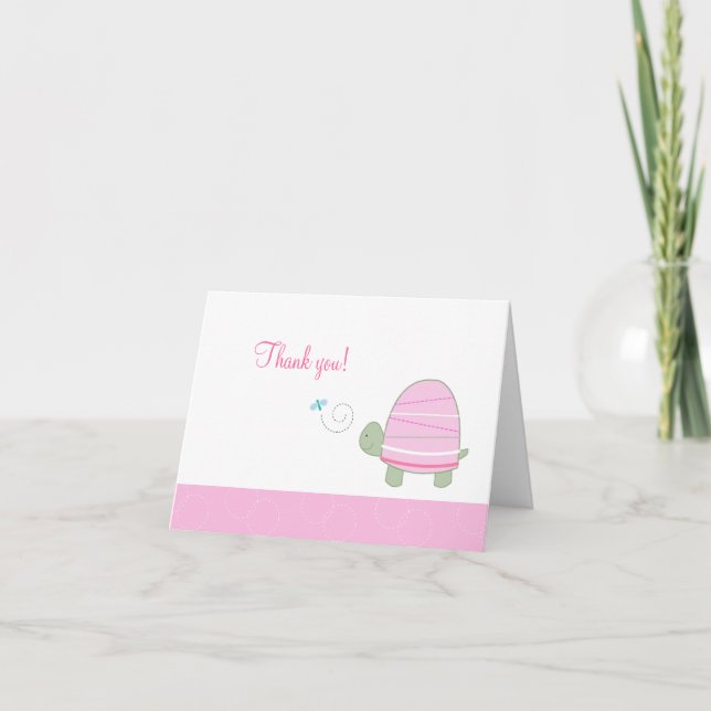 Tortue rayée à tendance rose pliée Merci notes (Devant)