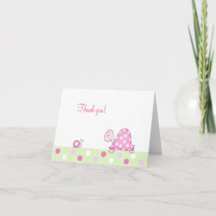Tortue rose et notes de Merci pliées par escargot
