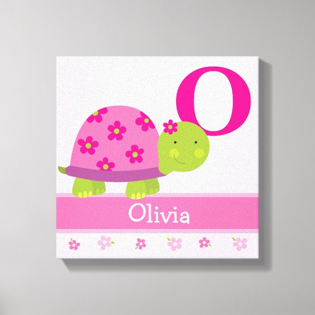 Tortue rose mignonne Toile de la chambre pour enfa (Recto)