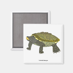 Tortue serpentine (blanche) - Aimant carré