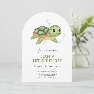 Tortue sous la mer première invitation anniversair