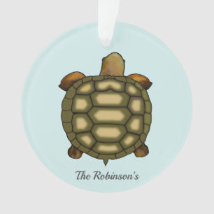 Tortue sur ornement en acrylique bleu clair