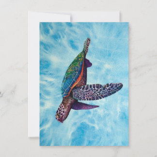 Tortue textile fine art. Carte de voeux