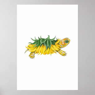 Tortue Tournesol – Impression d'art botanique fant