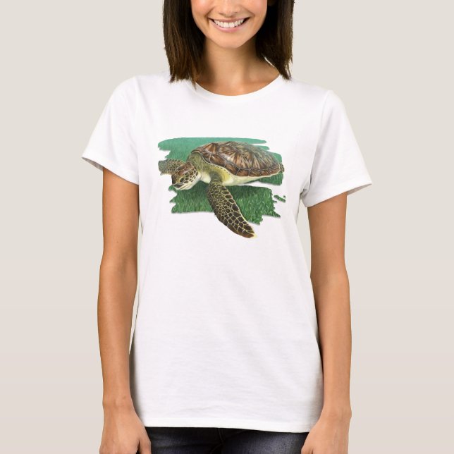 Tortue verte dans le T-shirt d'habitat (Devant)