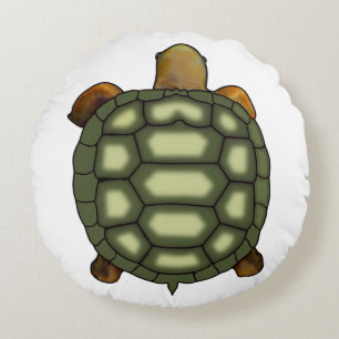 Tortue verte moderne sur Coussin blanc rond
