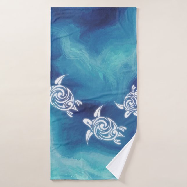 Tortues blanches dans le littoral d'aquarelle de l (Serviette de bain)