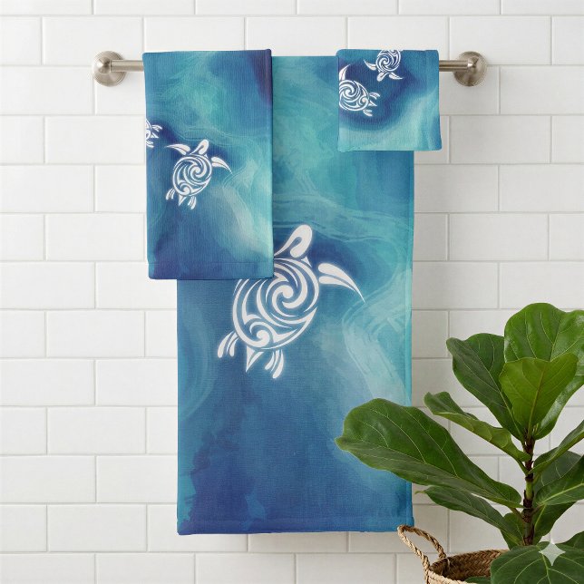 Tortues blanches dans l'océan bleu aquarelle Côtiè (Créateur téléchargé)