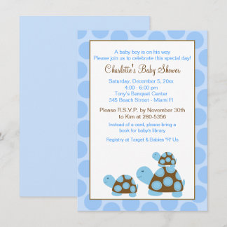 Tortues bleues (Dot) Boy Baby shower Invitation
