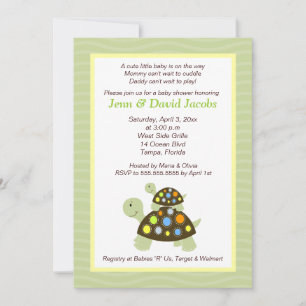 Tortues colorées 5x7 Invitation Baby shower - Vert